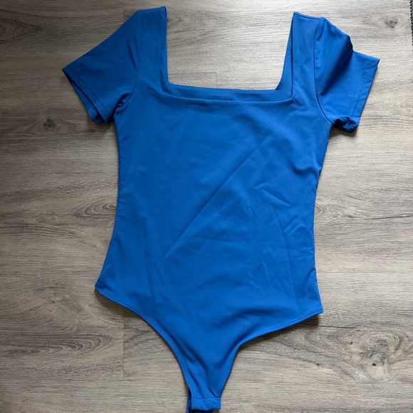 Blue Square Neck Bodysuit - Picture 2 of 3